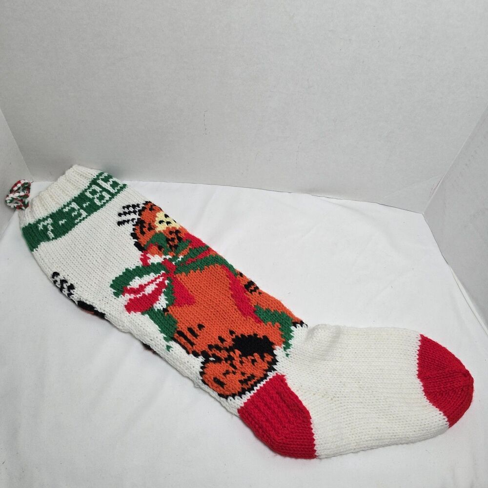 Vintage Handmade Garfield the Cat Big Jumbo Christmas Stocking Megan 7-3-86 Prop